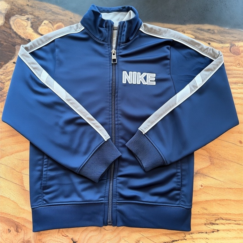 Nike Boys Track Jacket Youth Size 6 Blue Gray Full Zip Athletic